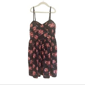 Band Of Gypsies Rose Print Floral Bustier Dress